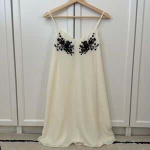 Francesca’s Mi Ami White Dress with Black Embroidery